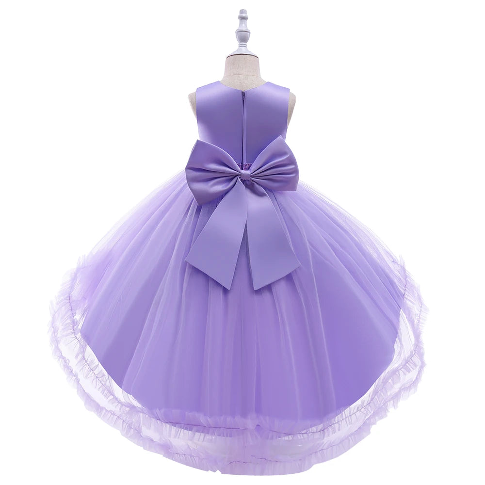 Robe Princesse Fille Traîne Tulle – Cérémonie, Mariage, Anniversaire & Noël (2–10 ans)