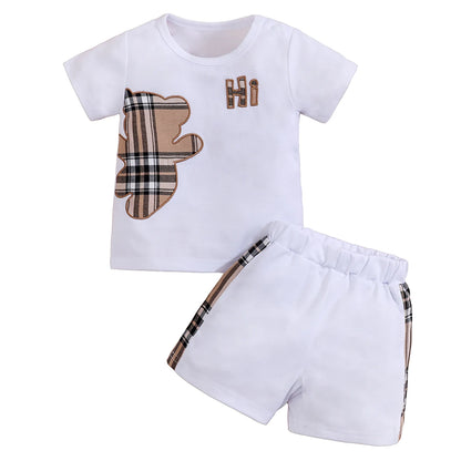 Ensemble bébé 2 pièces – T-shirt à manches courtes + short, tenue d’été garçon