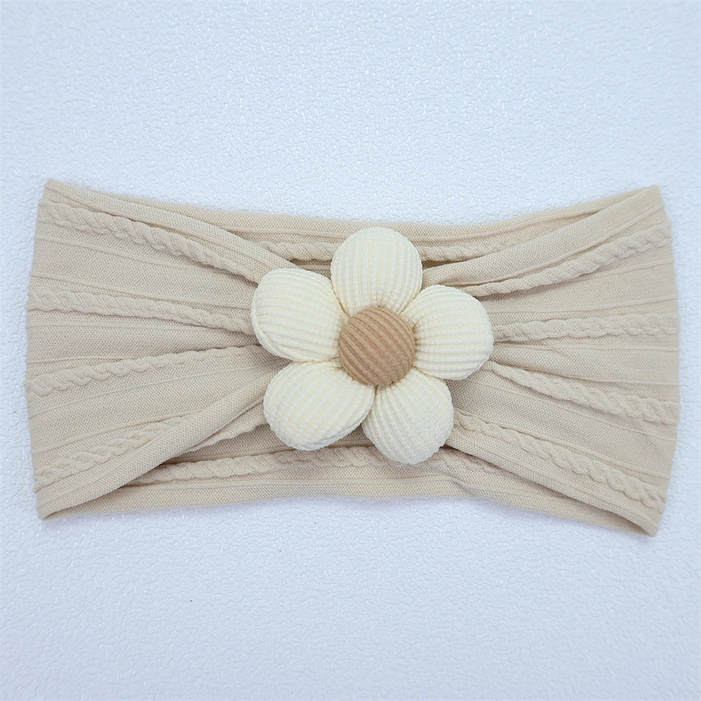 Bandeau Bébé Fille en Nylon Doux avec Fleur – Accessoire Nouveau-né