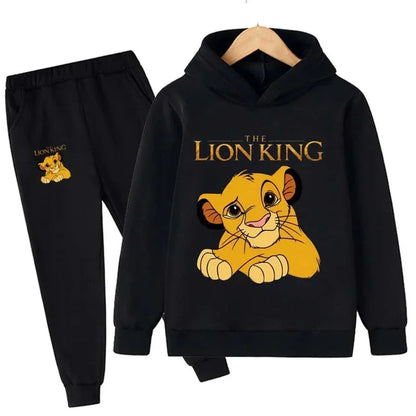Ensemble enfant à capuche motif lion – Sweat + pantalon confortable (2 pièces)