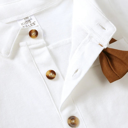 Ensemble bébé garçon vintage – Body, bretelles & pantalon (avec nœud papillon)