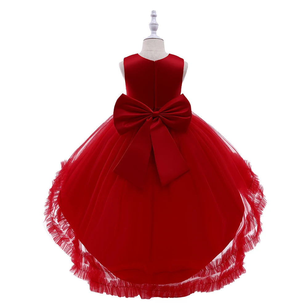 Robe Princesse Fille Traîne Tulle – Cérémonie, Mariage, Anniversaire & Noël (2–10 ans)