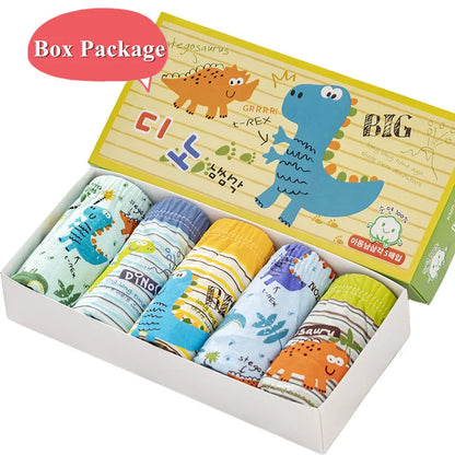 Sous-vêtements triangulaires en coton pour enfants, slips de haute qualité pour garçons, motif dinosaure, culottes douces et respirantes, 5/10 pièces