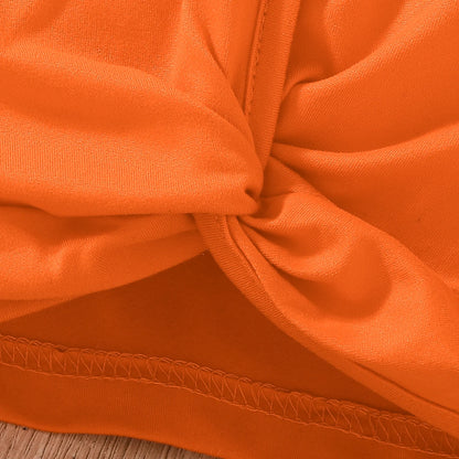 Ensemble Bébé Fille Orange & Fleuri – Haut + Bas Imprimé