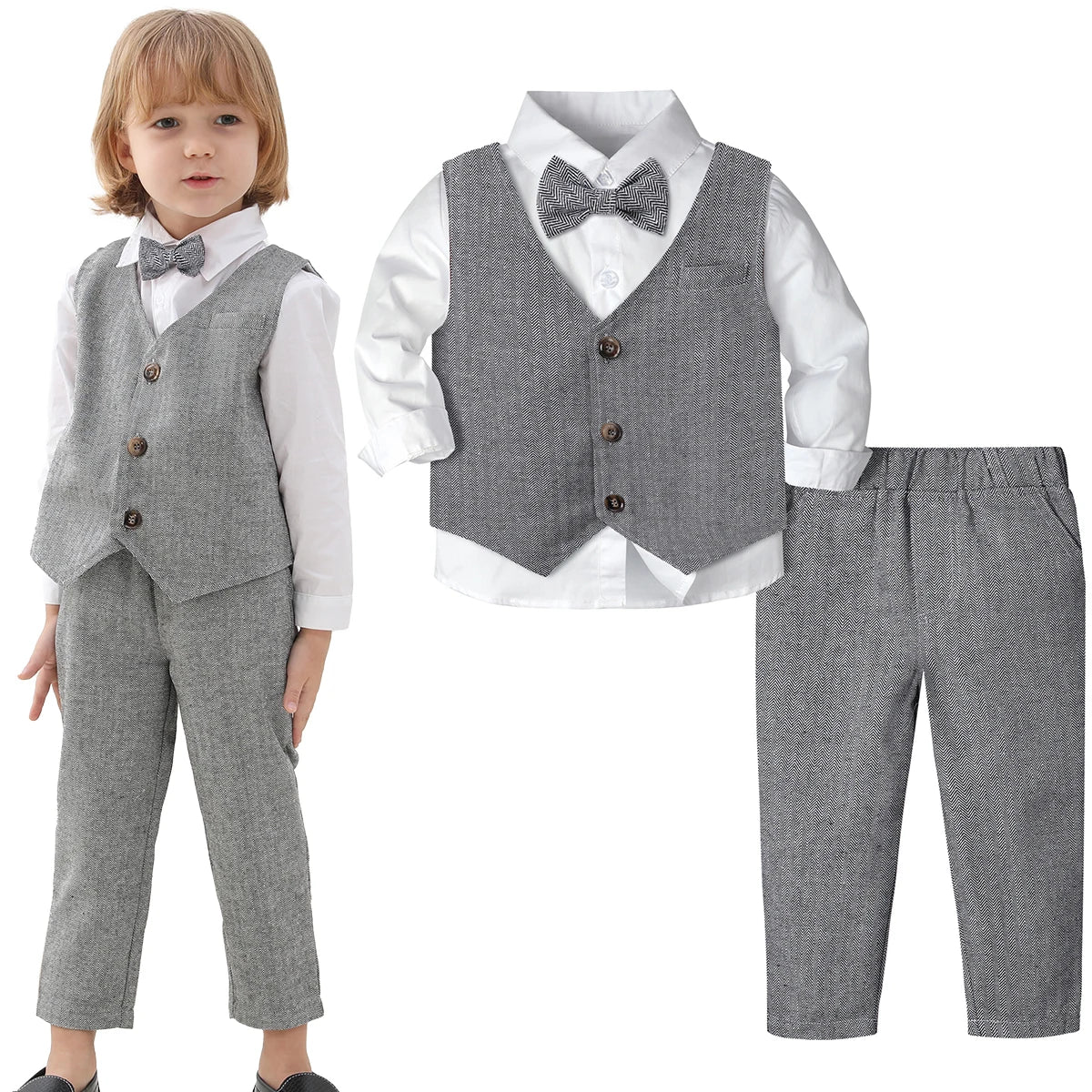 Garçons costume tenue ensemble enfant en bas âge vêtements de mariage enfants baptême pâques église vêtements infantile noël fête d'anniversaire cadeau noël 3 pièces