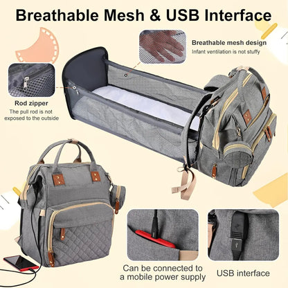 Sac à Dos Bébé Multifonction avec Lit Pliant – Grande Capacité 35L