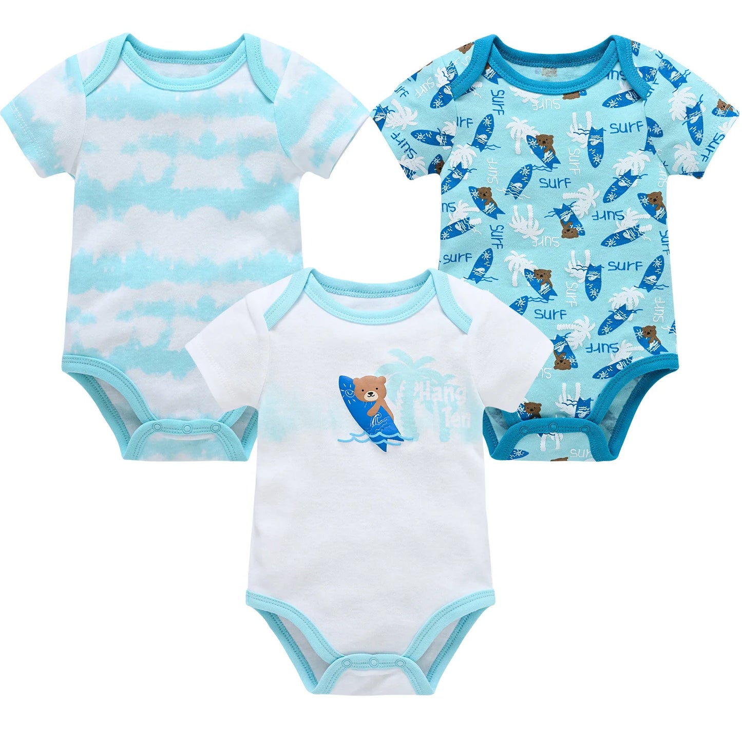 Lot de 3 Bodies Bébé Garçon en Coton – Confort Doux & Quotidien