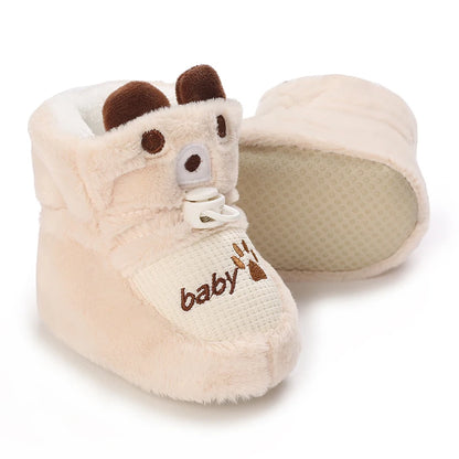 Chaussons Bébé Ourson en Coton Doux – Semelle Souple & Intérieur Moelleux