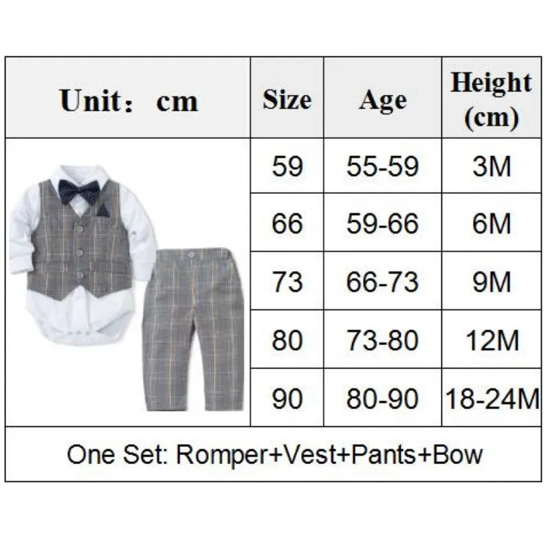 Costume pour bébé garçon, gilet à carreaux, chapeau, ensemble de 1er anniversaire, barboteuse à manches longues, tenue d'automne, vêtements pour nouveau-né de 3 à 24 mois