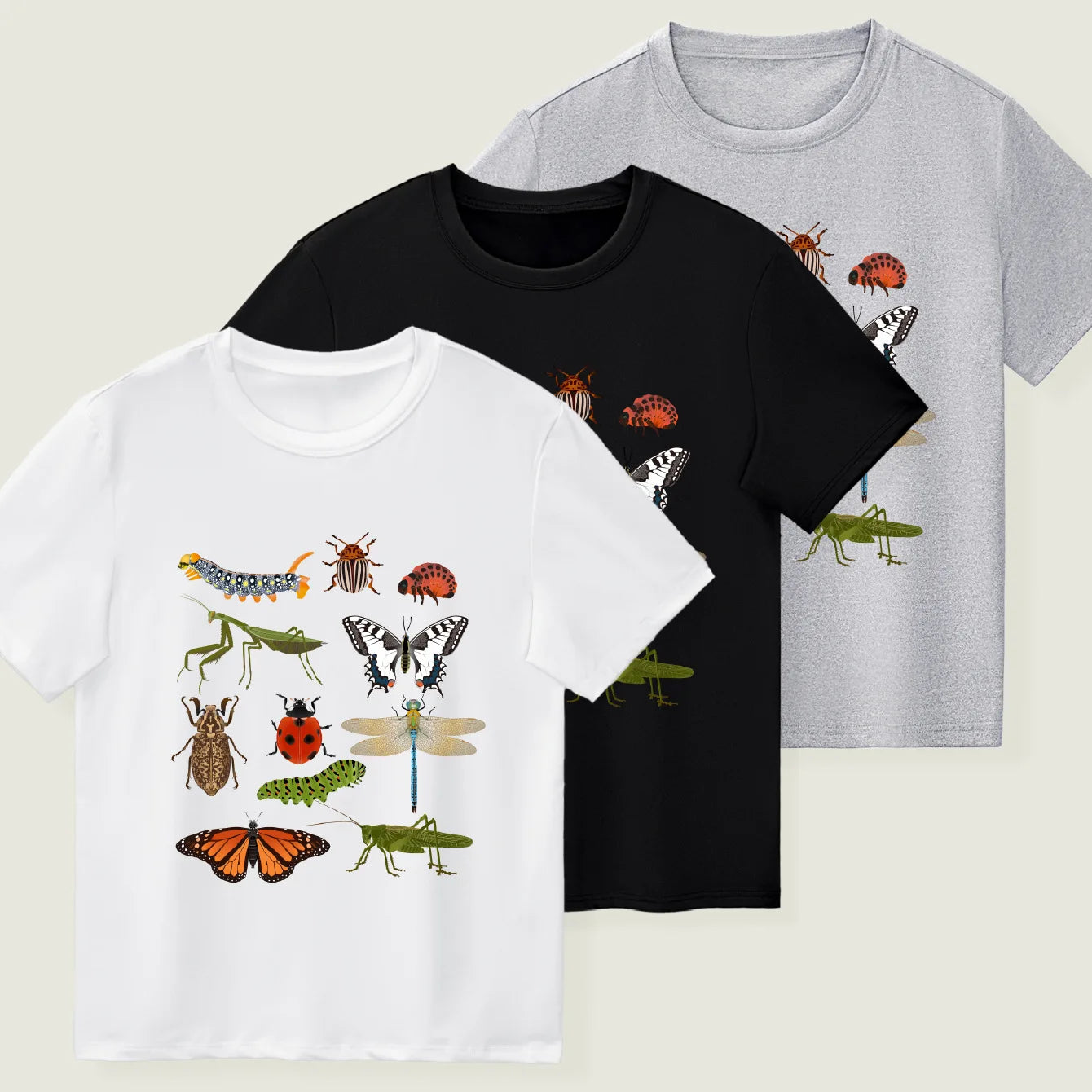 Girls Short-Sleeve T-Shirt Insect Science Print Casual Crew-Neck Children's Summer Wear Kids' Clothes