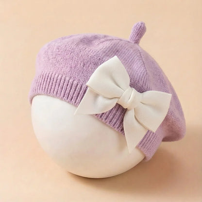 Béret bébé avec grand nœud – Chapeau élégant pour nouveau-né et petite fille