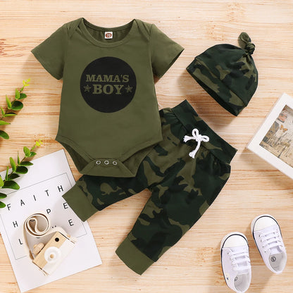 Ensemble Bébé Garçon Été – Body Manches Courtes & Pantalon Camouflage en Coton