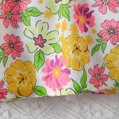 Robe d’été bébé fille + chapeau assorti – Motif feuilles tropicales