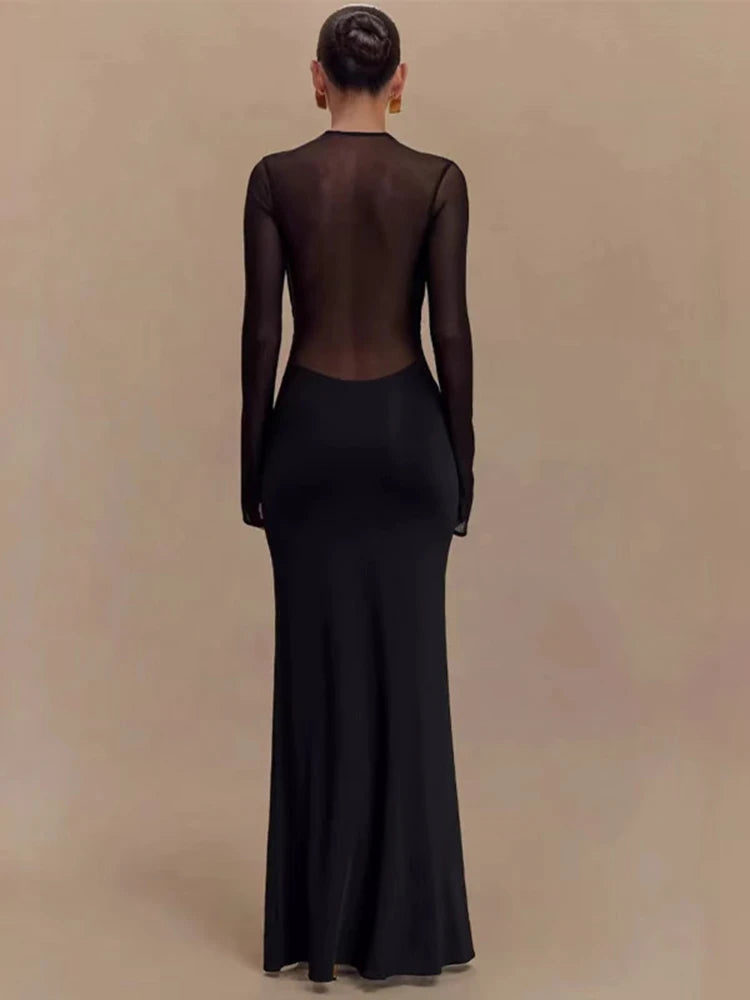 Robe Maternité Studio Luxe – Maille Transparente & Silhouette Sculptée