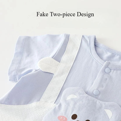 Combinaison d’été bébé garçon à manches courtes – Faux deux-pièces doux & élégant