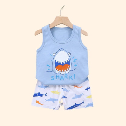 Ensemble d’été 2 pièces pour enfants – Débardeur et short en coton respirant, style décontracté unisexe