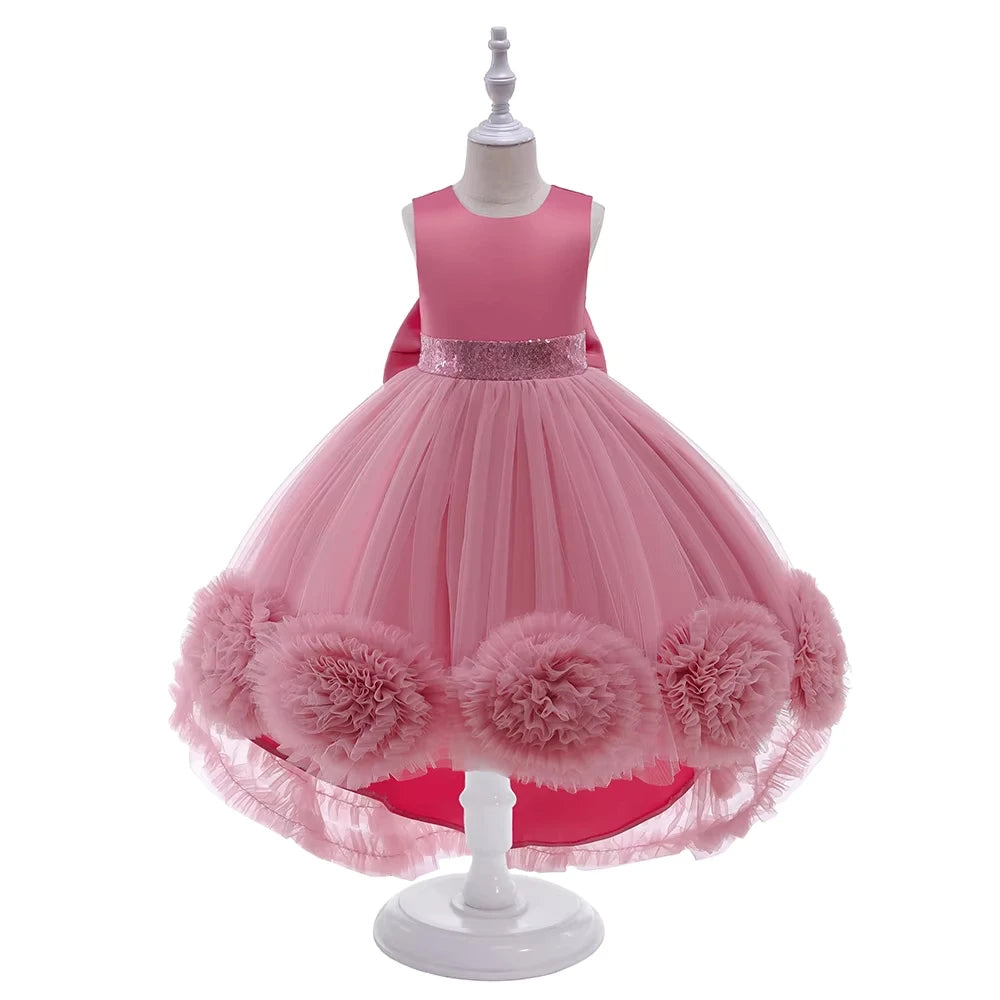 Robe Princesse Fille Traîne Tulle – Cérémonie, Mariage, Anniversaire & Noël (2–10 ans)