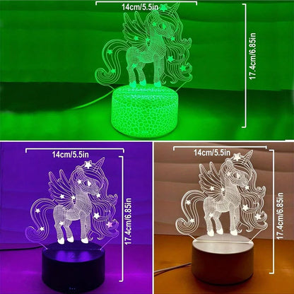 Veilleuse 3D Licorne – 16 couleurs – Tactile & télécommande – Ambiance chambre enfant