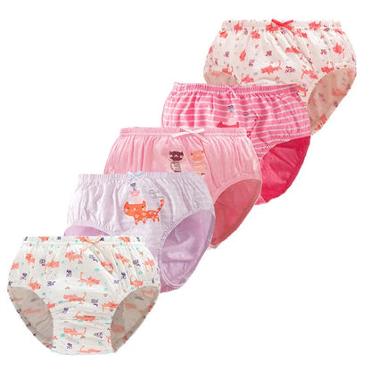 5 pièces/boîte sous-vêtements pour enfants fille coton doux filles slips pantalon dessin animé beau chat enfants caleçons respirant culotte pour les filles