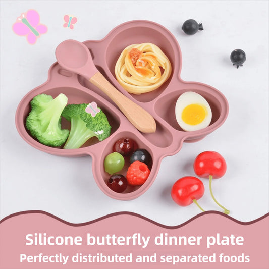 Pack Repas Bébé Zéro Dégât – Assiette Silicone Antidérapante + Bavoir | Spécial Parents