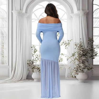 Robe Maternité Longue Élégance Royale – Séance Photo & Baby Shower