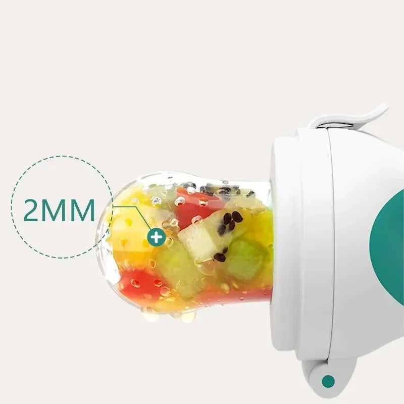 Mangeoire à fruits 3-en-1 en silicone pour bébé – Sucette alimentaire sécurisée