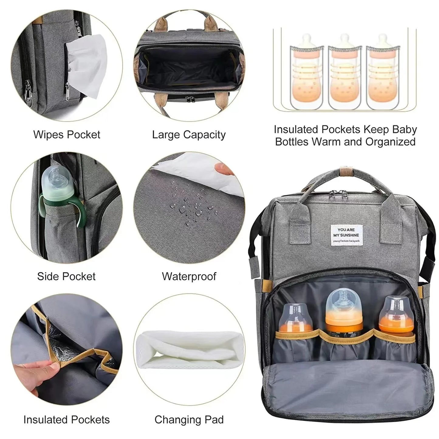 Sac à Dos Bébé Multifonction avec Lit Pliant – Sac à Langer Grande Capacité