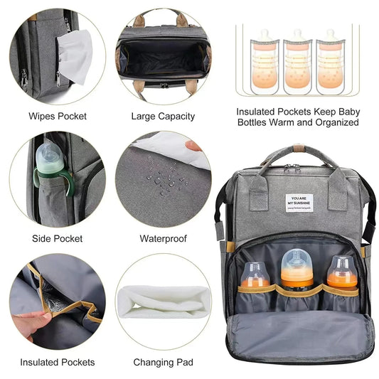 Sac à Dos Bébé Multifonction avec Lit Pliant – Sac à Langer Grande Capacité
