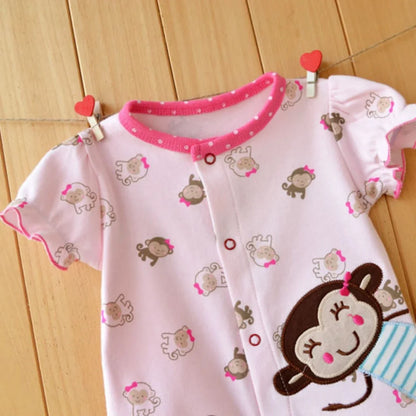 Barboteuse d'été en coton à manches courtes pour bébés filles, salopette pour tout-petits, grenouillères pour petites filles, vêtements pour bébés de 0 à 12 mois, 2024