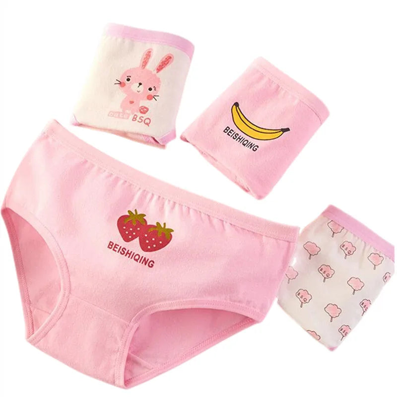 Lot de 4 Culottes Fille en Coton Doux – Confort Petit Trésor