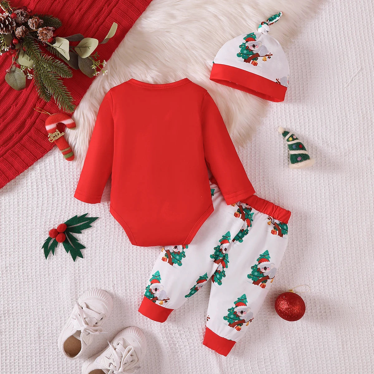 Ensemble Bébé Fille 3 Pièces “Koala” – Body + Pantalon + Bonnet | 0–18 Mois