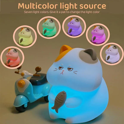 Veilleuse Chat Bébé Silicone Multicolore – Lampe Nuit Apaisante