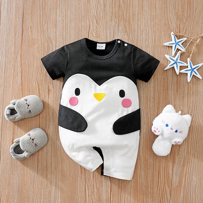 Ensemble Bébé Pingouin Été – Combinaison en Coton Doux Unisexe 0-12 Mois