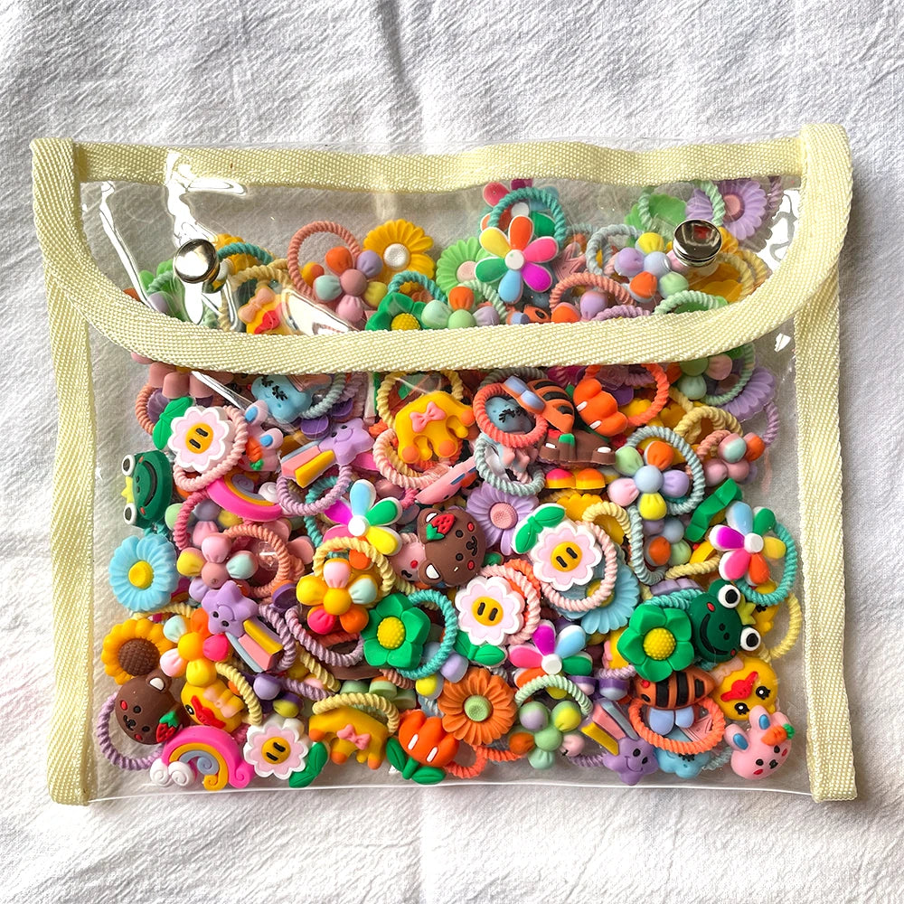 Lot d’Élastiques à Cheveux Enfants – Accessoires Cartoon Colorés