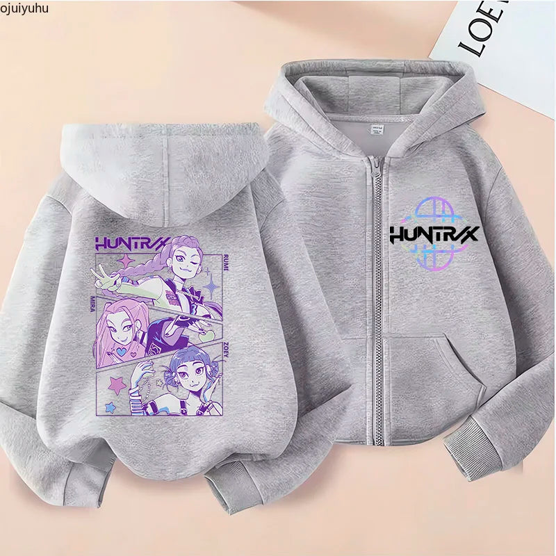 Sweat à Capuche Zippé Enfant – Style K-Pop Moderne (7–12 ans)