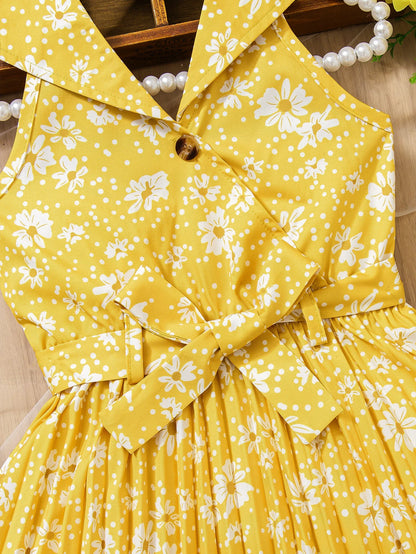 Robe d’été jaune fleurie – Fille