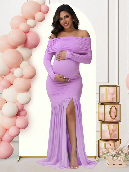 Robe Maternité Longue Élégance Royale – Séance Photo & Baby Shower