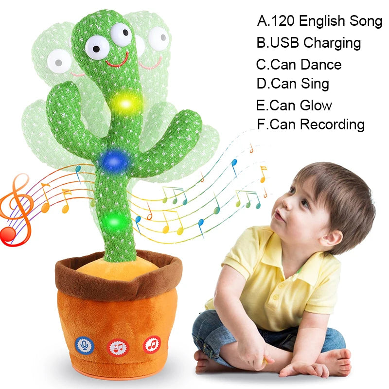 Cactus Dansant Interactif – Peluche Musicale qui Parle et Répète la Voix