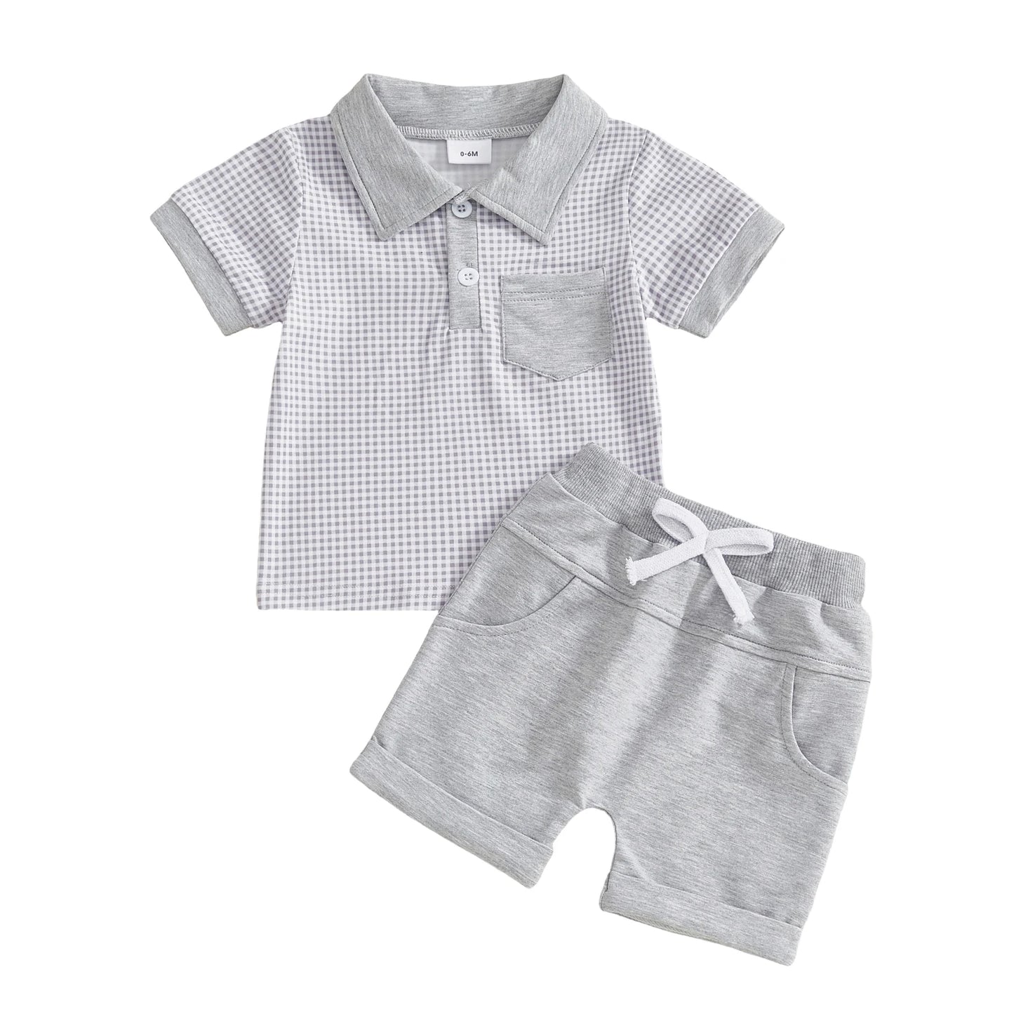 Ensemble bébé garçon élégant 2 pièces – Chemise à carreaux & short assorti (6 à 36 mois)