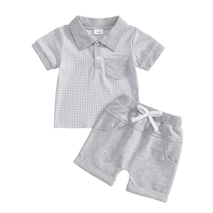 Ensemble bébé garçon élégant 2 pièces – Chemise à carreaux & short assorti (6 à 36 mois)
