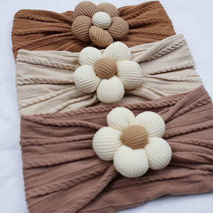 Bandeau Bébé Fille en Nylon Doux avec Fleur – Accessoire Nouveau-né
