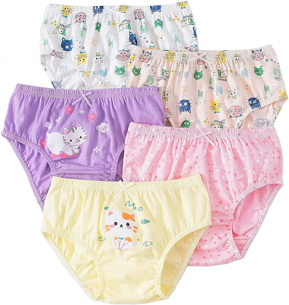 5 pièces/boîte sous-vêtements pour enfants fille coton doux filles slips pantalon dessin animé beau chat enfants caleçons respirant culotte pour les filles
