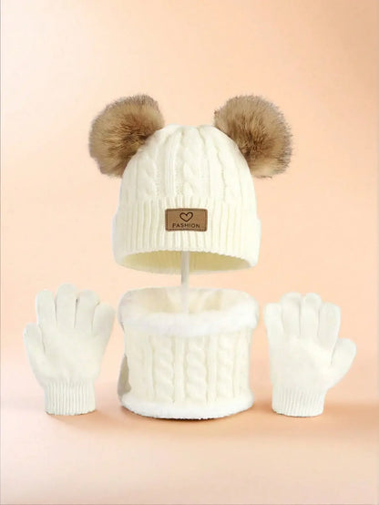 Ensemble hiver enfant 3 pièces – Bonnet, cache-cou et gants chauds