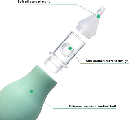 Aspirateur nasal bébé en silicone – Manuel anti-retour – Nettoyeur de nez doux