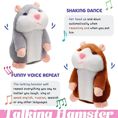 Peluche hamster qui répète la voix – Jouet interactif rigolo – Cadeau enfant