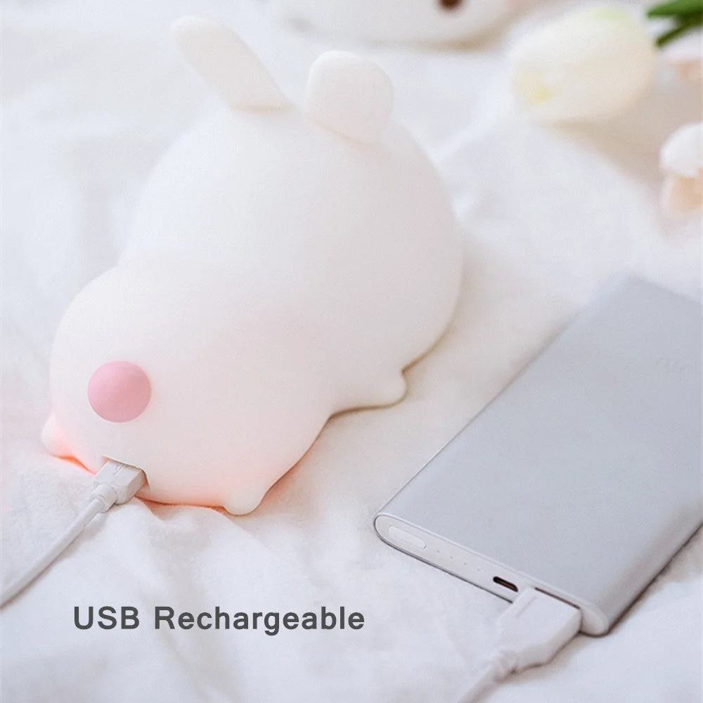 Capteur tactile RGB LED lapin veilleuse 16 couleurs USB Rechargeable Silicone lapin lampe pour enfants bébé jouet Festival cadeau