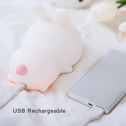 Capteur tactile RGB LED lapin veilleuse 16 couleurs USB Rechargeable Silicone lapin lampe pour enfants bébé jouet Festival cadeau