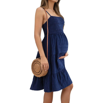 Robe de Maternité Élégante Bleu Marine – Confort & Style