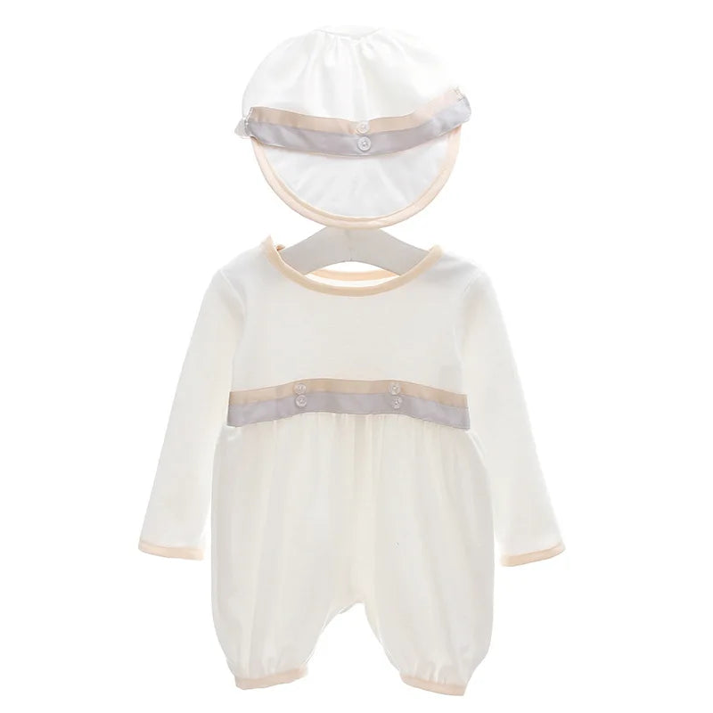 Tenue Baptême Bébé Garçon – Ensemble Blanc Cérémonie avec Chapeau Élégant