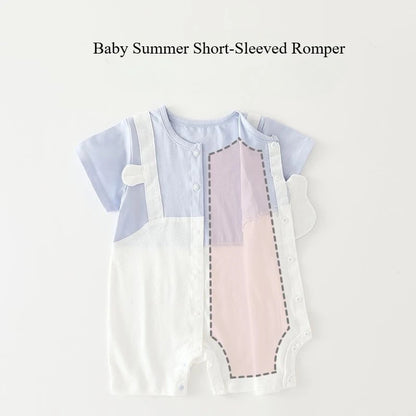 Combinaison d’été bébé garçon à manches courtes – Faux deux-pièces doux & élégant